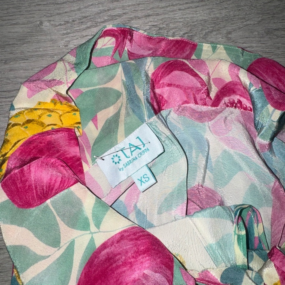 TAJ Sabrina Crippa Fruit Print Satin Maxi Dress XS - Picture 6 of 7